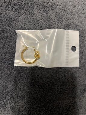 Gold Hoop Earring with Knot Charm